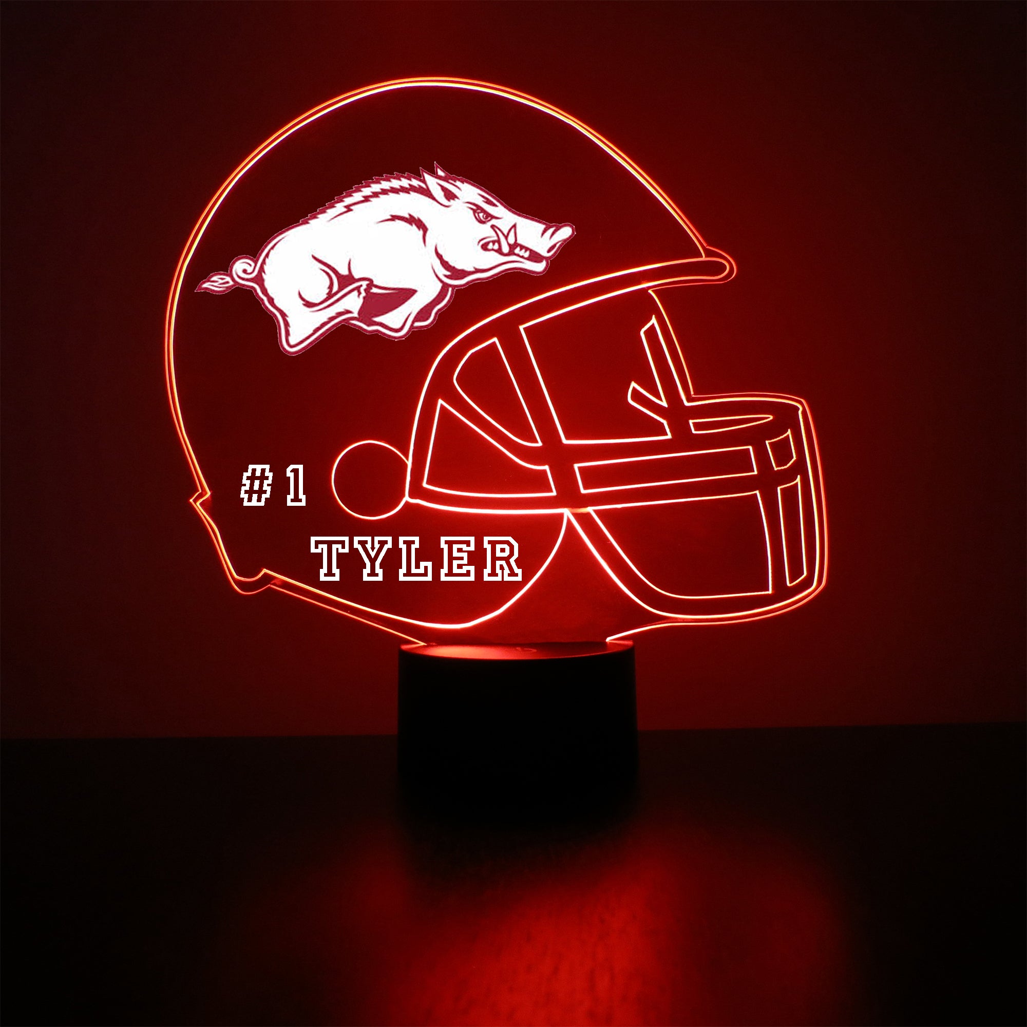 arksnasa football helmet Arkansas Razorbacks Helmet LED Sports Fan Lamp – mirror magic store