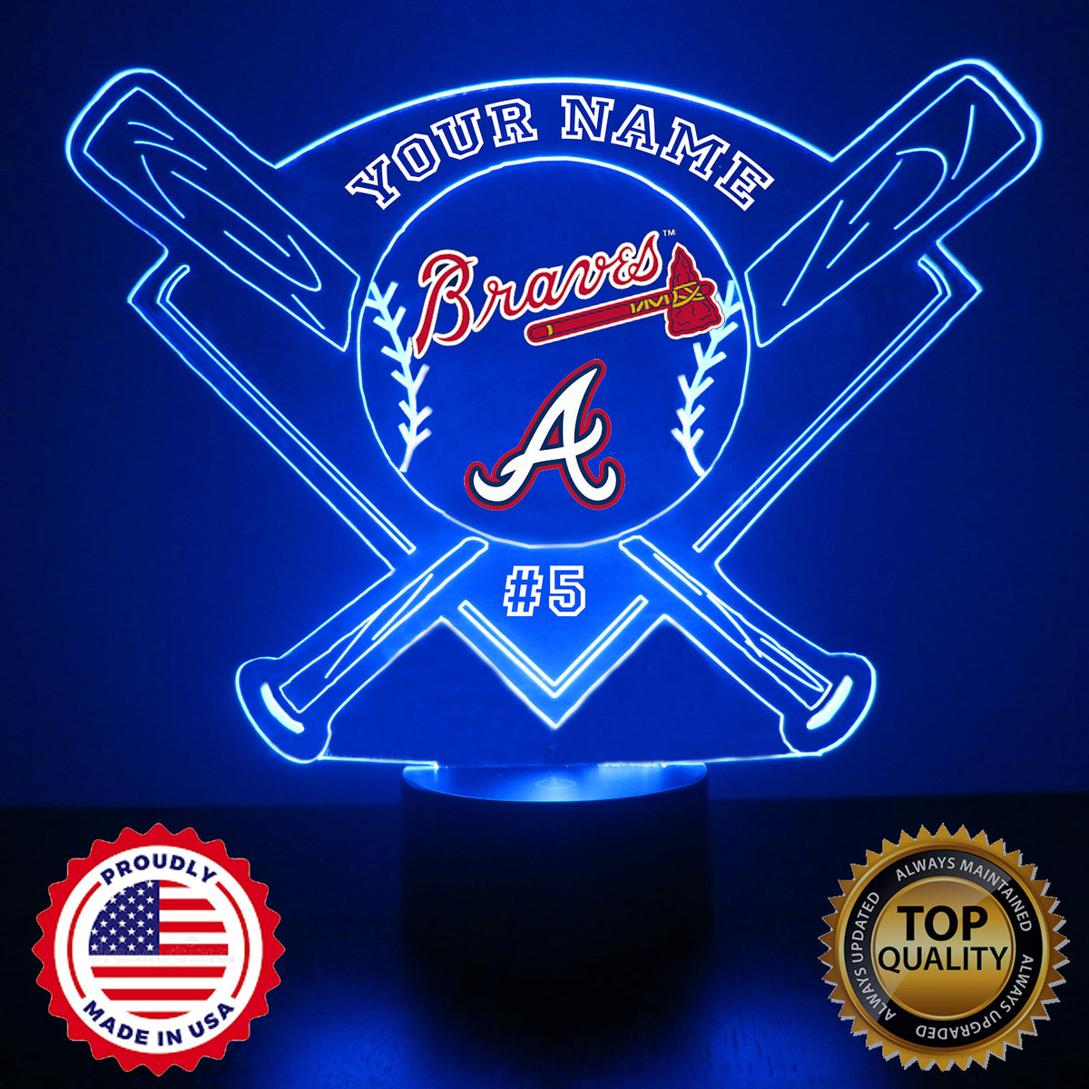 Atlanta Braves Baseball LED Light Sports Fan Lamp – mirror magic store